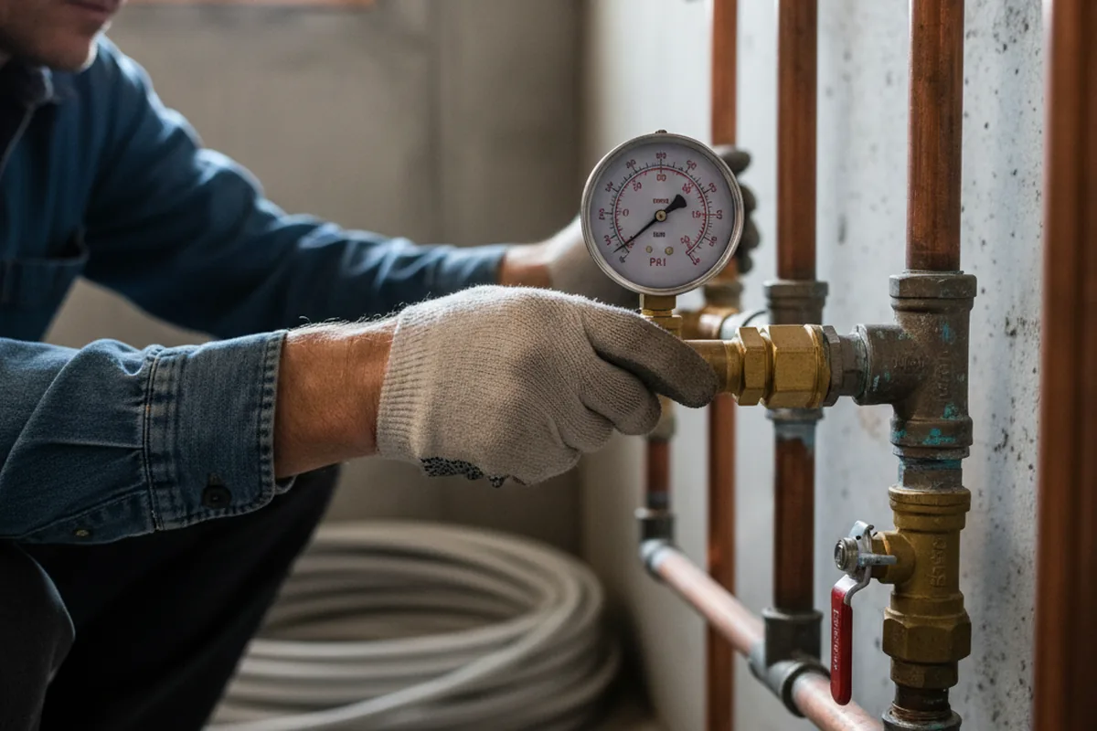 Pressure testing a repaired line during Water Line Repair in Holmdel